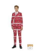 OppoSuits Winter Wonderland - Jongens Kostuum - Rood - Kerst - Maat 134/140