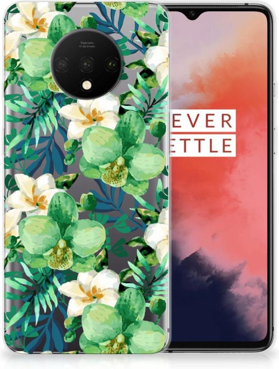 OnePlus 7T TPU Case Orchidee Groen