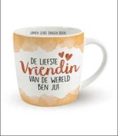 Enjoy Mok - De liefste vriendin van de wereld ben jij -Gevuld met een dropmix - In cadeauverpakking met gekleurd lint