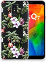 TPU Bumper Silicone Étui Housse pour LG Q7 Coque Téléphone Palms Flamingo