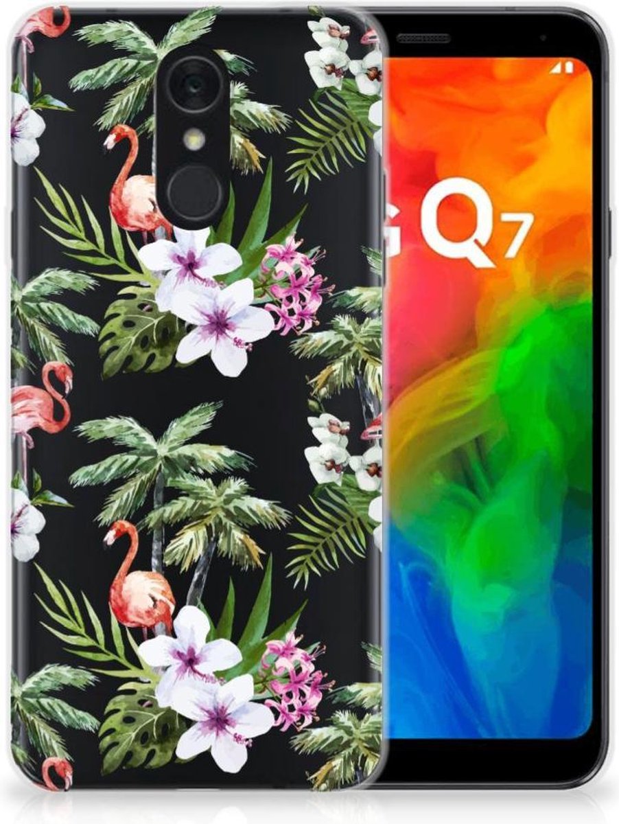 LG Q7 TPU Hoesje Flamingo Palms