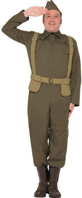 Smiffy's - Leger & Oorlog Kostuum - Landmacht Soldaat - Man - Groen - Large - Carnavalskleding - Verkleedkleding