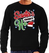 Foute Kersttrui / sweater - Santa his favorite Ho - zwart voor heren - kerstkleding / kerst outfit S (48)