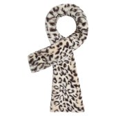 Faux fur lange sjaal Winter Fluff|Beige|Luipaard print|Nep bont