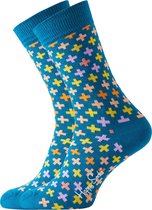 Happy Socks sokken Plus Sock jeansblauw met kleurtjes - Unisex - Maat: 36-40