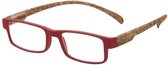 Lookofar Leesbril Monkey Wood Rood/bruin Sterkte +3,00 (le-0179c)