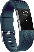By Qubix - Geschikt voor fitbit Charge 2 siliconen bandje - Maat: Large - Grijsblauw - Smartwatch Band - Horlogeband - Polsband