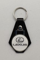 Sleutelhanger - Lexus - Wit met Zilver Logo - Leer - Leather - Metaal - Auto