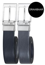 Leren riem draaibaar -  blauw-grijs