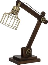 Light & Living Bureaulamp EBKE - hout bruin + antiek brons