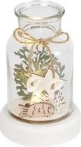Woonaccessoires - Glass Bottle With Wooden Scene And Light 8x8x13cm Multi