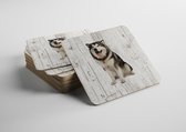 Hond Alaska Malmute | Houten Onderzetters 6 Stuks