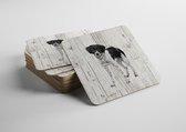 Hond Friese Stabij | Houten Onderzetters 6 Stuks