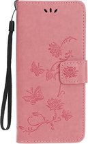 Shop4 - Samsung Galaxy S20 Plus Hoesje - Wallet Case Bloemen Vlinder Roze