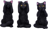 Nemesis Now - Drie Wijze Zwarte Katten - Beeldjes - Zwart - 8.5cm