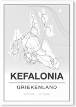 Poster/plattegrond KEFALONIA - 30x40cm