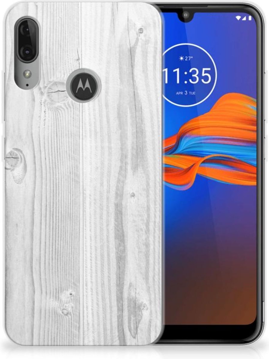 Back Cover voor Motorola Moto E6 Plus Bumper Hoesje White Wood