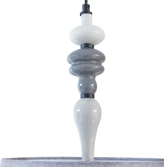 Lindby - Lampe suspendue - 1 lumière - Textile, métal - E27 - gris, noir