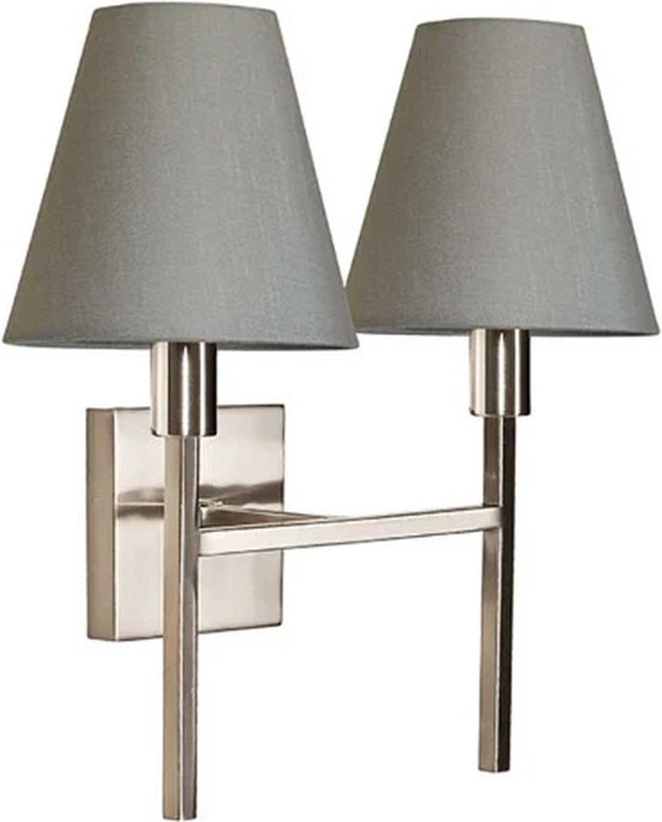 Elstead Lighting LED Wandlamp Lucerne | 2X E14 Max 25W | Brushed Nickel, Grey Shades