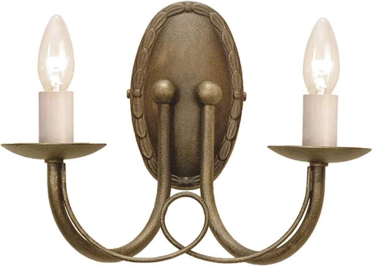 Landelijke Wandlamp - Steady Lighting - Metaal - Landelijk - E14 - L: 14.5cm - Voor Binnen - Woonkamer - Eetkamer - Zwart