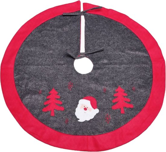 Jupe de sapin de Noël / Toile de sapin de Noël - Avec imprimé Père Noël - 91 x 91 cm Grijs Rouge