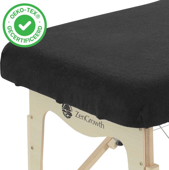 Foto: Zengrowth badstof hoeslaken massagetafel zwart zonder uitsparing 280 gram m2 dikte geschikt voor massagetafels met lengte 180 tot 185 cm 63 tot 71 cm breedte stretch materiaal