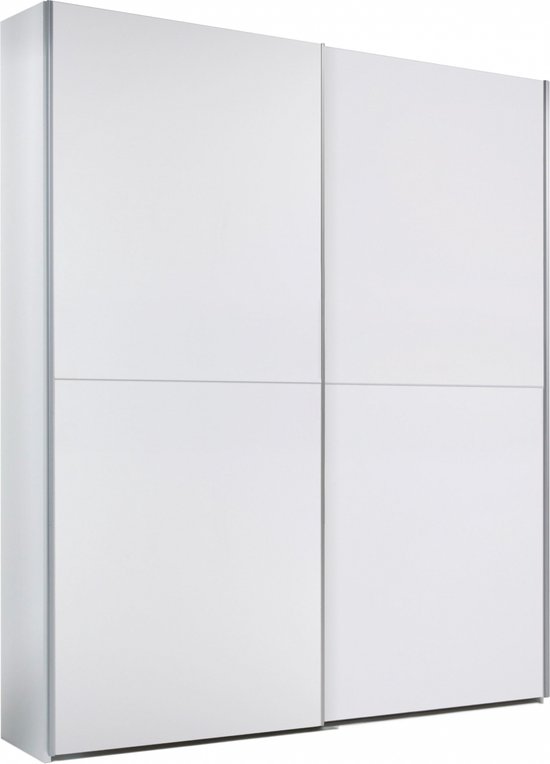 Kledingkast Schuifdeur Victor - Wit - Opbergkast met Deuren - 170x195x59 cm (BxHxD) - 2 Legplanken & 2 Roedes - Kledingkast Slaapkamer