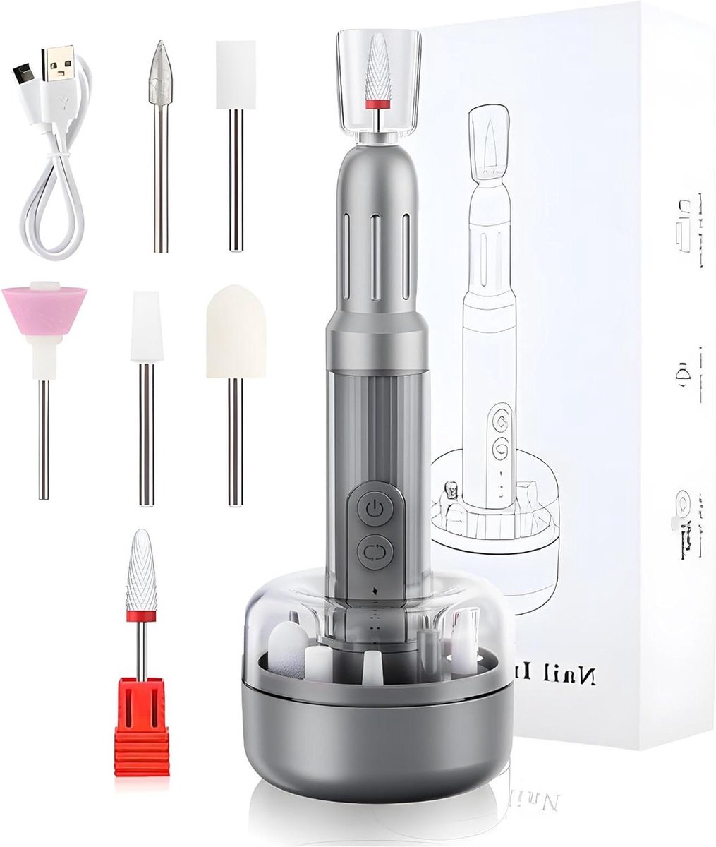 Elektrische Nagelfrees Nagelvijlen Professioneel voor Acrylgelnagels 18000 tpm Draagbare Manicure-pedicure-set Nagelboor voor Beginners en Professionele