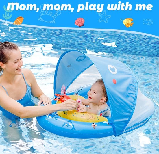 Baby Zwembad - Opblaasbaar Baby Zwemmen Float met UPF50+ Bescherming Luifel en Speelgoed Speelconsole - Verstelbare Veiligheidsstoel - Peuter Zwemmen Float - 6-36 Maanden Baby Zwembad van Jerryvon — afbeelding 4