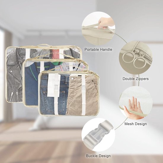 ECOHUB 4-delige Packing Cubes Compression, CompressieVerpakking Kubussen Tas Scheurbestendige, Kofferorganizer Set met ID-tag, Uitbreidbare Reiskubussen voor Rugzak & Handbagage (Donkerblauw ECOHUB 4-delige Packing Cubes Compression, CompressieVerpakking Kubussen Tas Scheurbestendige, Kofferorganizer Set met ID-tag, Uitbreidbare Reiskubussen voor Rugzak & Handbagage (Donkerblauw