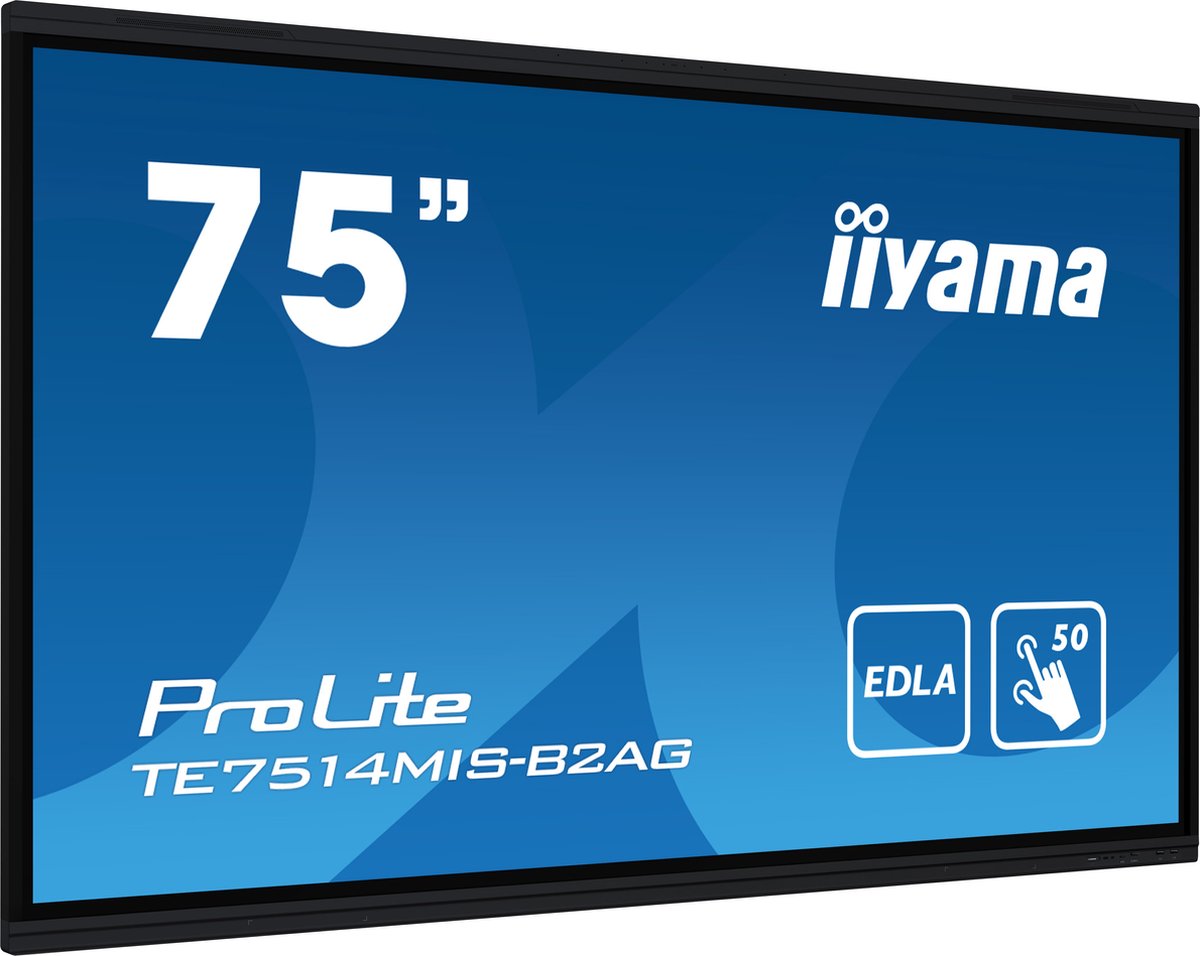 iiyama ProLite TE7514MIS-B2AG public display 4x HDMI, 1x DisplayPort, USB-A, USB-C, RJ-45, WLAN, Touch, Sound