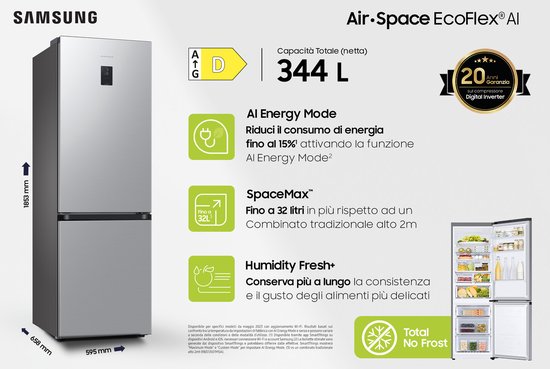 Samsung RB34C675DSA - koel-vriescombinatie - 185 cm - No Frost - 0-gradenzone - 5 jaar garantie