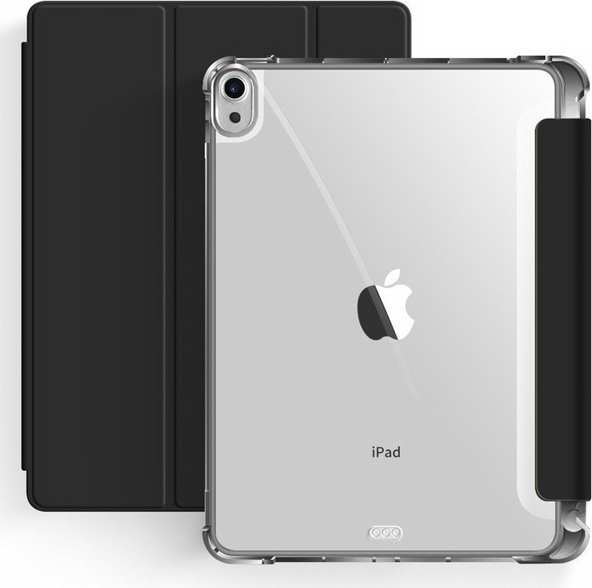 Mobiq Tablet Hoes Air 11 - geschikt voor iPad Air 11 inch (2024) M2 - Clear Back Trifold Bookcase Hoesje