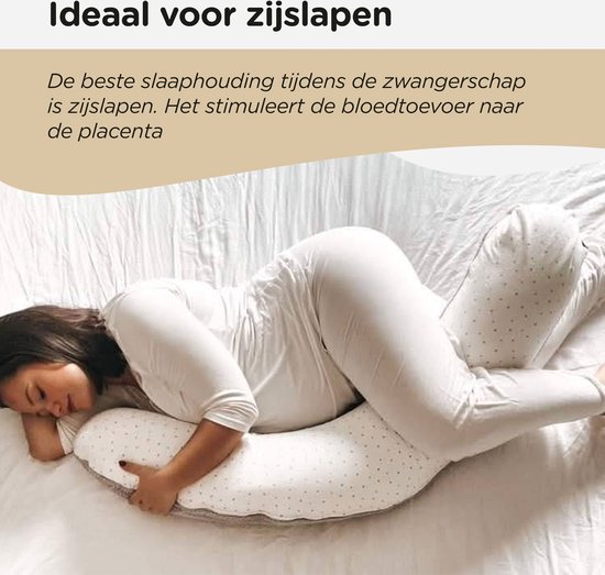 Snoozzz Voedingskussen Zwangerschapskussen Zijslaapkussen Premium kwaliteit - 185 cm - microparel vulling - luxe draagtas - zachte teddy met katoen - Teddy Chestnut van SNOO — afbeelding 5