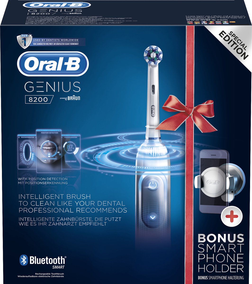 Afbeelding 2 van Oral-B Genius 8200W - Zilver - Elektrische Tandenborstel - Powered By Braun - 1 Handvat en 1 Opzetborstel