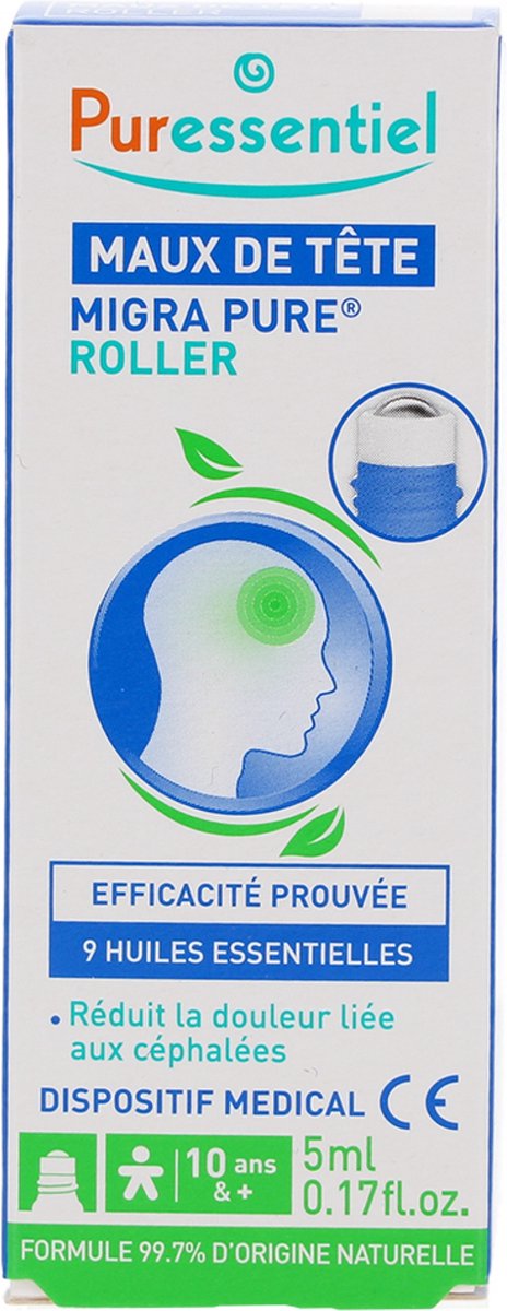 Goedkoopste Puressentiel Hoofdpijnroller met 9 Essentiële Oliën 5 ml