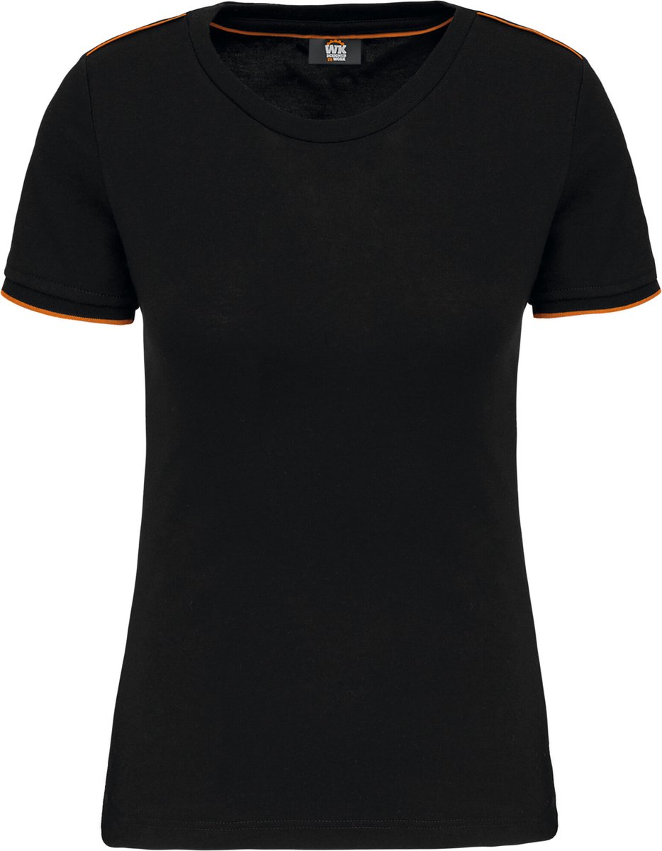 WK. Designed To Work Dames-t-shirt Day To Day korte mouwen WK3021 - Black / Orange - S