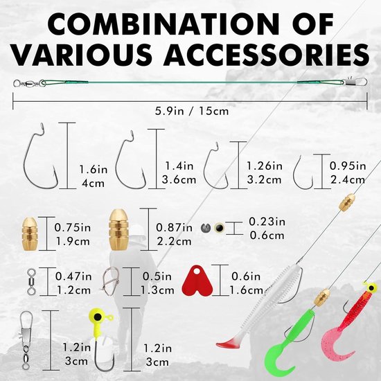 Vissen Lokt Set Met Tackle Box Voor Snoek Bass Forel Makreel Kabeljauw Zee - Vissenaccessoires Kit - Zachte Plastic Lokken Wormen Spinnerbaits - Crankbaits Jigs Hoofd Haken Visgerei - TRUSCEND — afbeelding 3