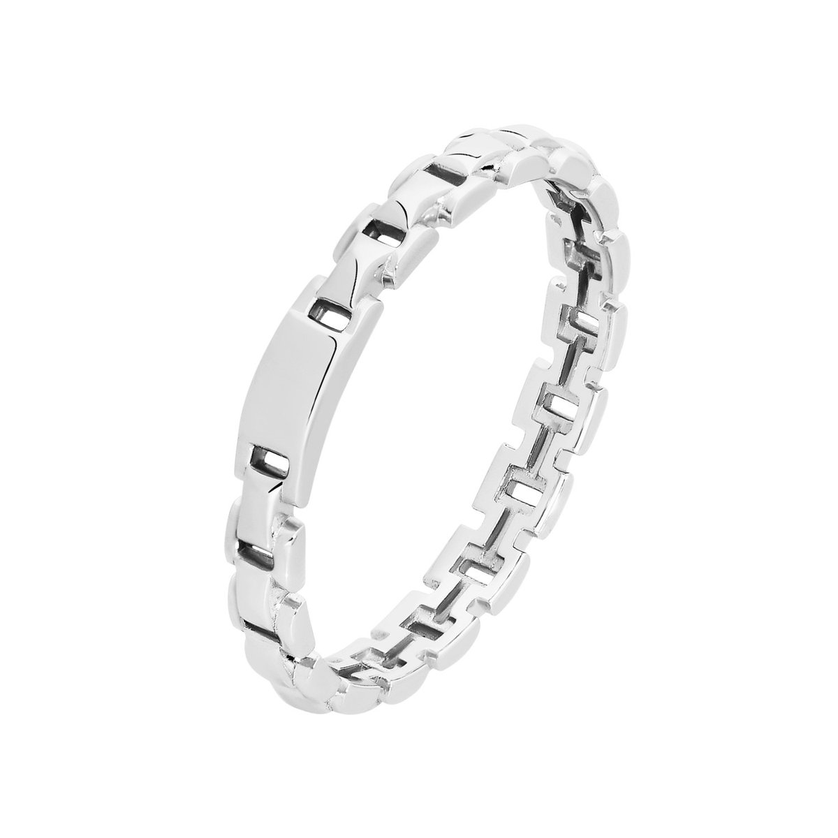 Lucardi Dames Zilveren ring fantasieschakel - Ring - 925 Zilver - Zilverkleurig - 16 / 50 mm