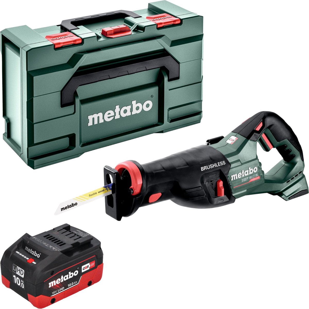 Metabo SSEP 18 LT BL accu reciprozaag 18 V 32 mm borstelloos + 1x LiHD accu 10.0 Ah + metabox - zonder lader