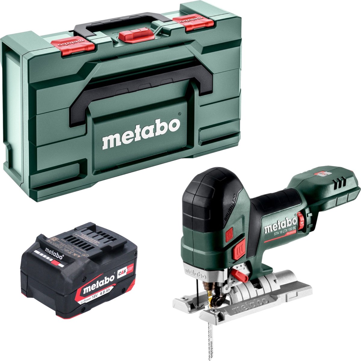 Metabo STA 18 LTX 150 BL accu-decoupeerzaag 18 V 150 mm borstelloos + 1x accu 4,0 Ah + Metabox - zonder oplader