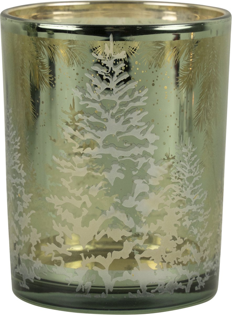 Mars & More Theelichthouder dennenboom groen middel 12cm