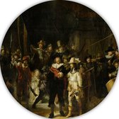 De Nachtwacht - Rembrandt van Rijn rond schilderij - Mensen muurcirkel - Rond schilderij Portret - Muurdecoratie modern - Wandcirkel - Wanddecoratie woonkamer muurcirkel forex 90x90 cm