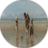 Kinderen der Zee - Jozef Israëls wandcirkels - Kinderen muurdecoratie rond - Muurcirkels Mensen - Wanddecoratie kinderkamer - Wandpaneel - Wanddecoratie woonkamer muurcirkel forex 50x50 cm