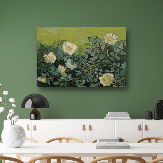 Roses sauvages - Décoration murale Vincent van Gogh - Portrait de Fleurs - Peinture sur toile Nature - Décoration murale classique - Toile avec cadre - Toile d'art avec cadre 100x75 cm
