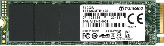 内蔵型SSD Transcend PCIe SSD 110S 512GB Transcend 110S TS512GMTE110S NVMe/PCIe M.2 SSD 2280 harde schijf