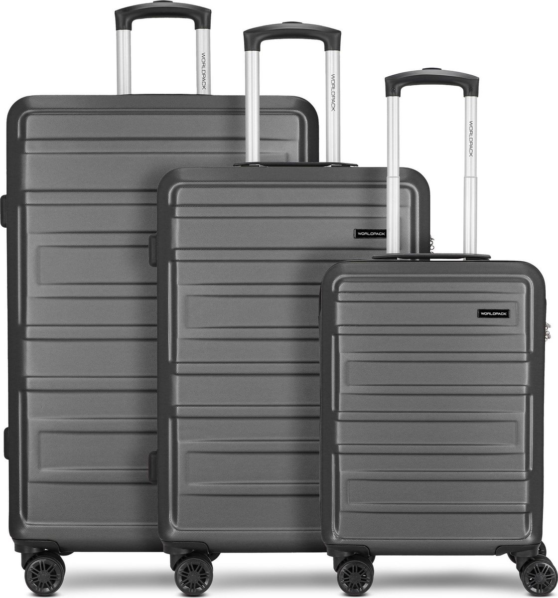 Worldpack New York 2.0 4 wielen Kofferset 3-delig - Harde bagage - Combinatieslot - black-metallic