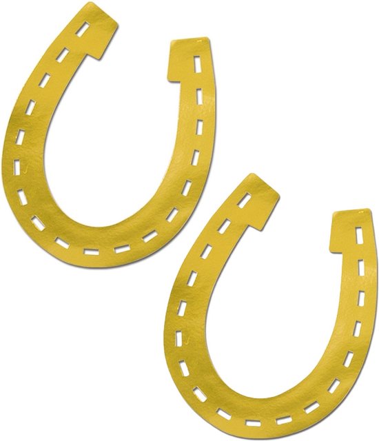 Décoration de fers à cheval dorés en karton 43 cm - 2x - Thème cowboy du Far West Western - décorations/accessoires de fête