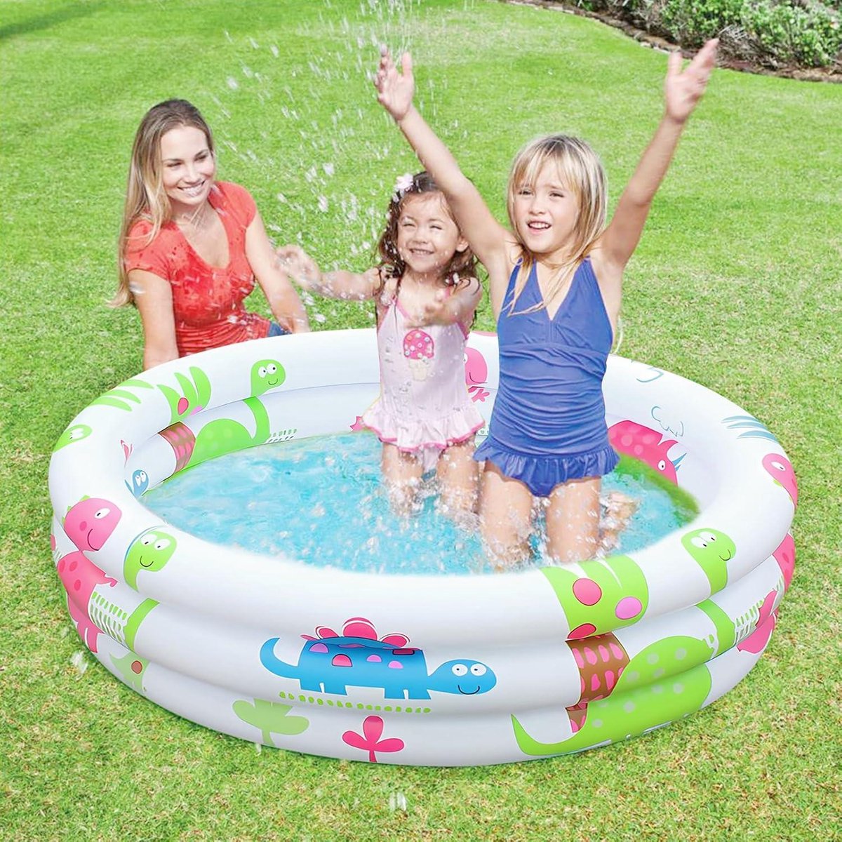 Opblaasbaar kinderbadje met 3 ringen voor in de tuin - zomer zwembad Opblaasbaar kinderbadje met 3 ringen voor in de tuin - zomer zwembad