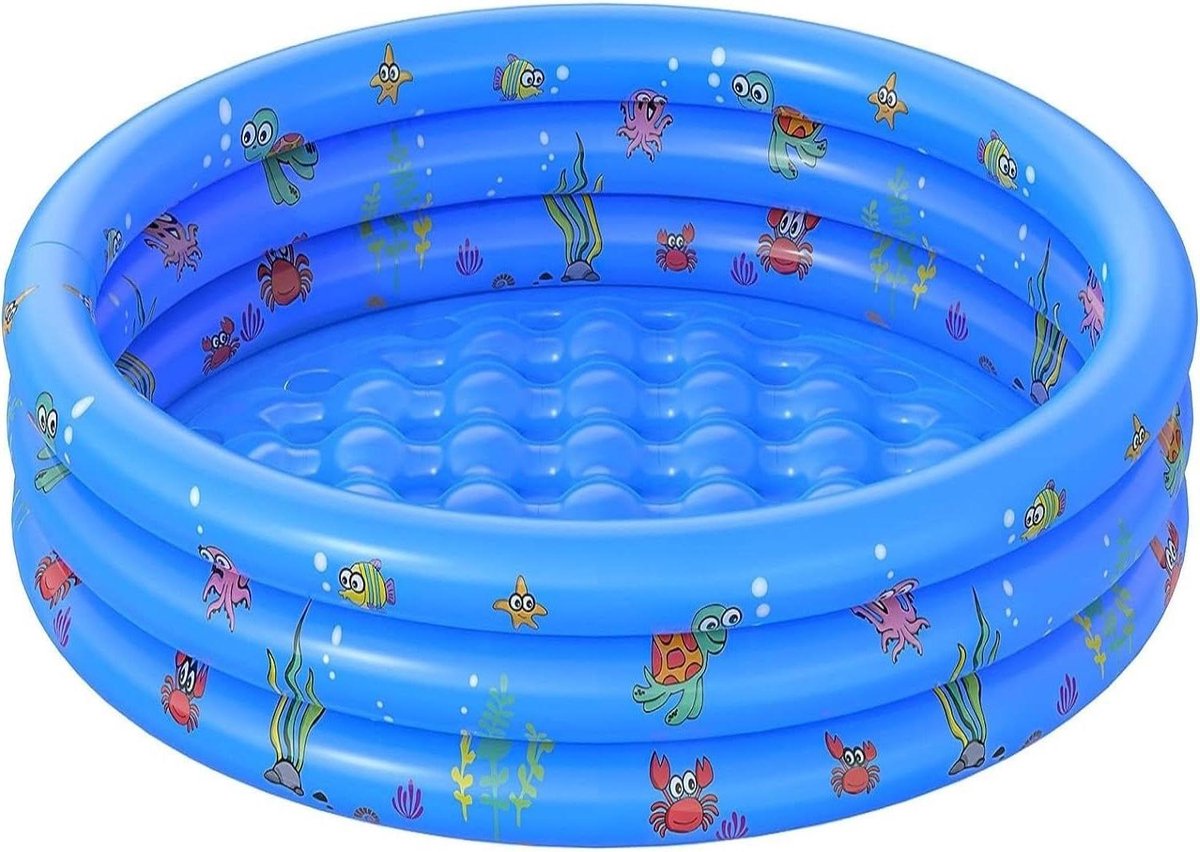 Goedkoopste Opblaasbaar babyzwembad 3 ringen pvc antislip voor peuters en kinderen - familie buiten tuin achtertuin waterspel - blauw baby zwembad
